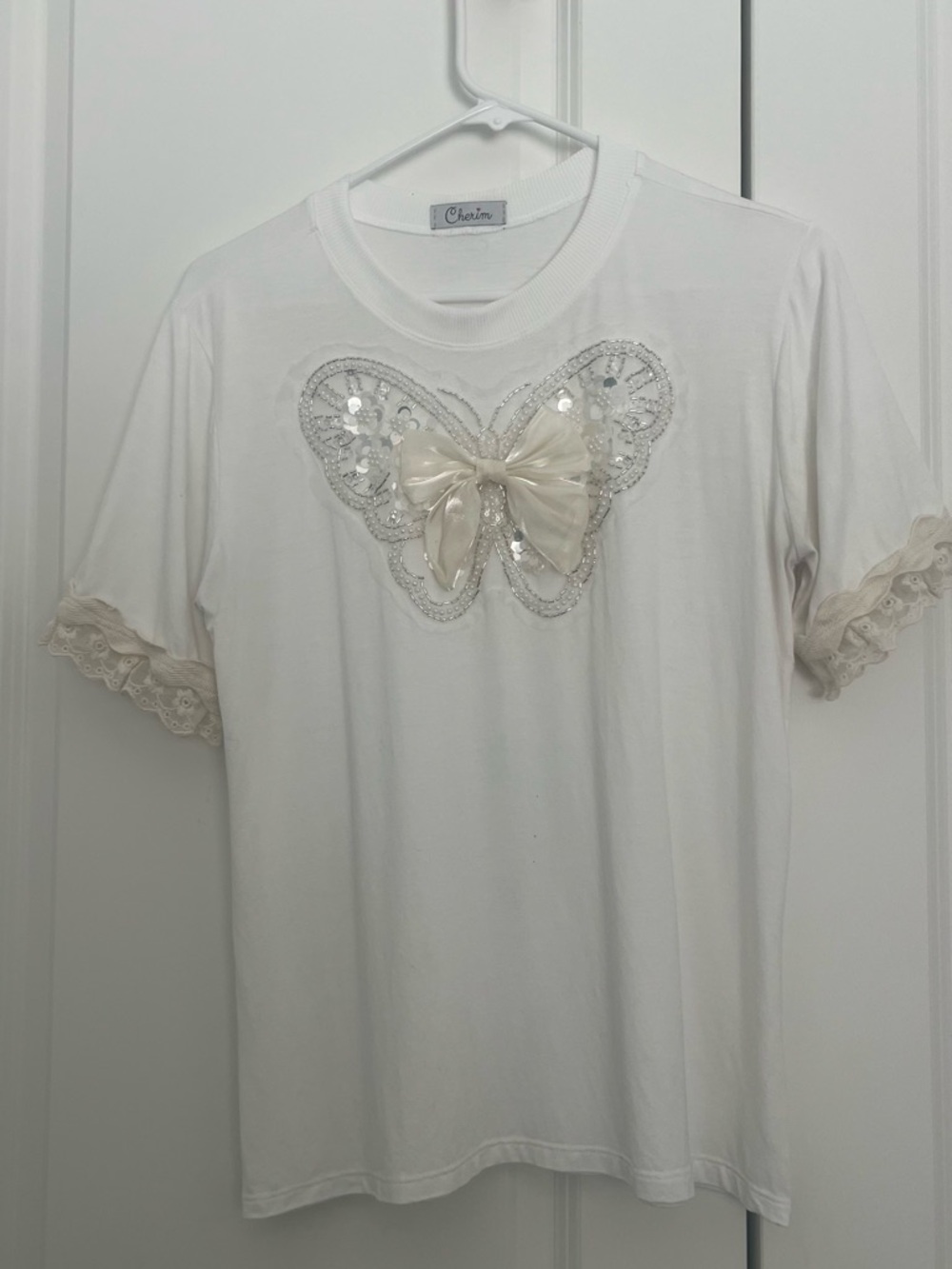 Women’s White Butterfly Bow Tee
